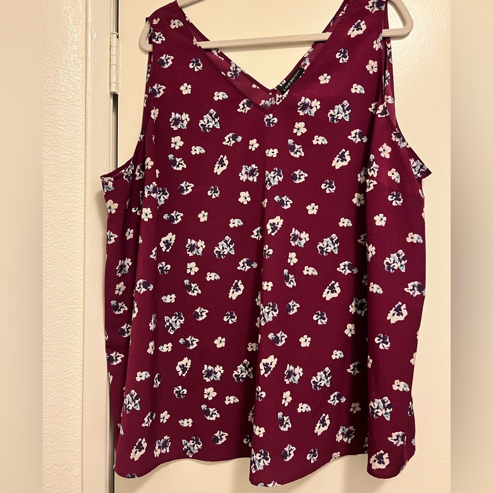 Avenue Red and White Sleeveless Tank Top